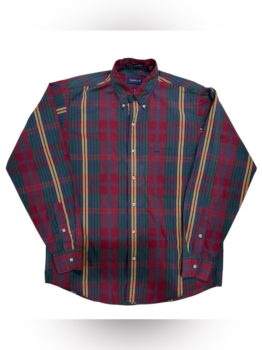 Vintage GANT Foxhunt Plaid Shirt Mens Medium M Long Sleeve Button Down 90s